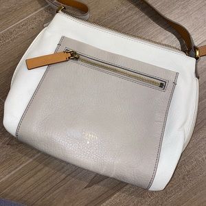 Leather white and grey fossil crossbody bag